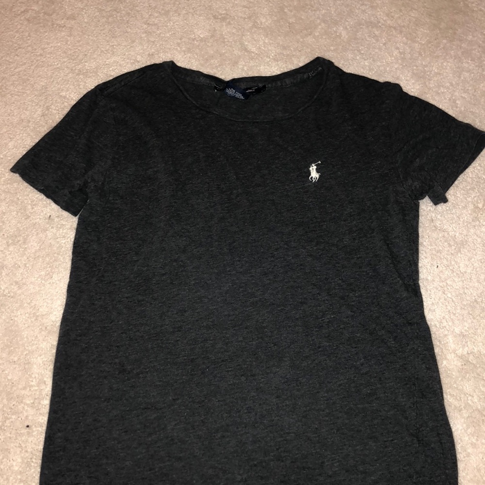 dark grey polo shirt